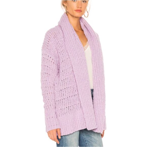 FREE PEOPLE X RTR X REVOLVE Lavender Serene Cardigan Sweater Size L - Picture 3 of 9